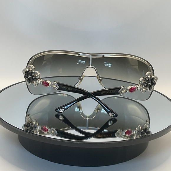 Bulgari Black Shield Sunglasses with Swarovski Crystals main image 12
